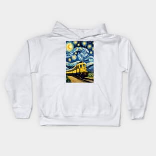 Vincent van Gogh starry night style train Kids Hoodie